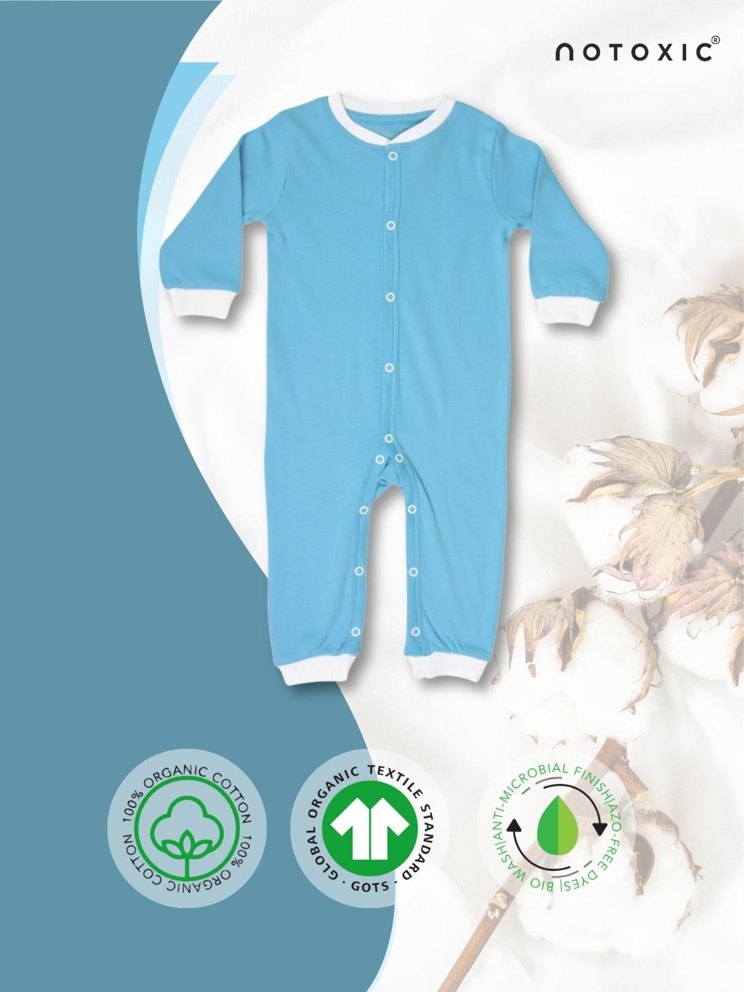 Ocean OneSea Organic Rompers Button Down with Rib